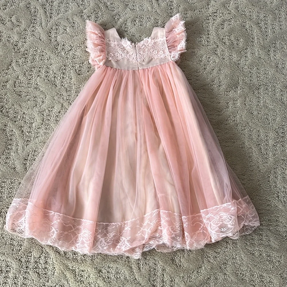 Trish Scully Child Peach Tulle Dress Size 5